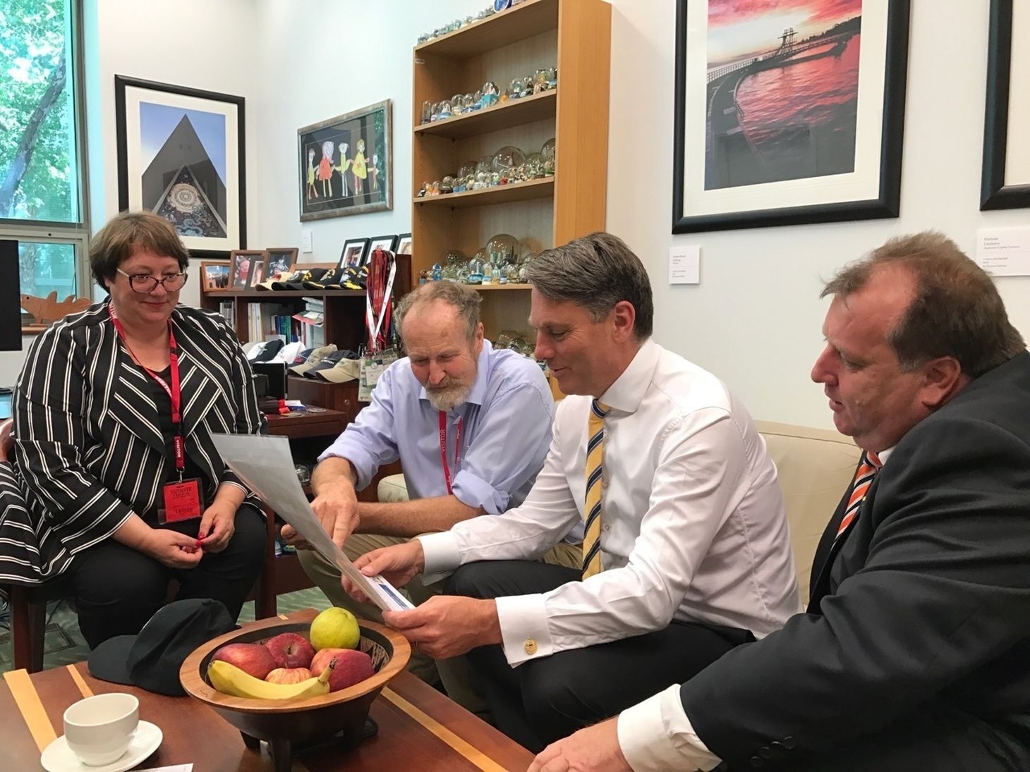 Mayor Councillor Bill Chisholm, Director Advocacy and Community Services Mary Agostino, Shadow Minister for Defence Richard Marles MP and Member for McEwen Rob Mitchell